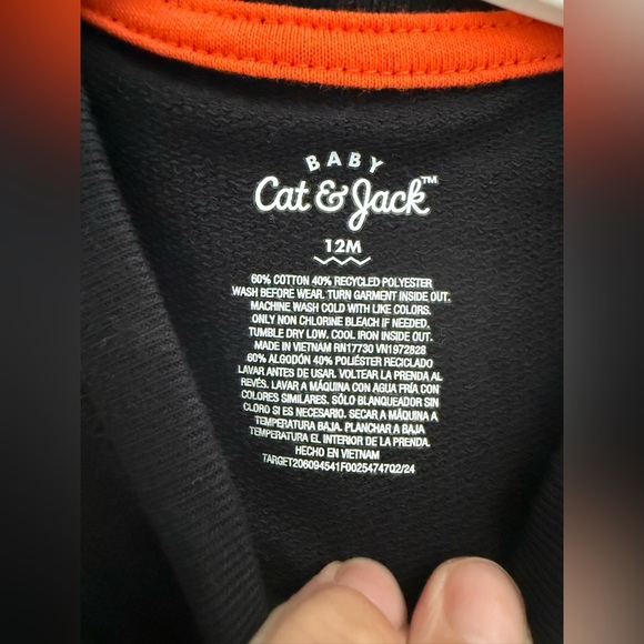 Cat & Jack Baby Milk Monster Halloween Matching Set SZ 12M Black White New - Picture 3 of 6